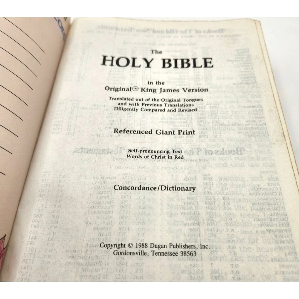 Dugan Holy Bible King James Giant Print Dictionary Concordance Red Letter